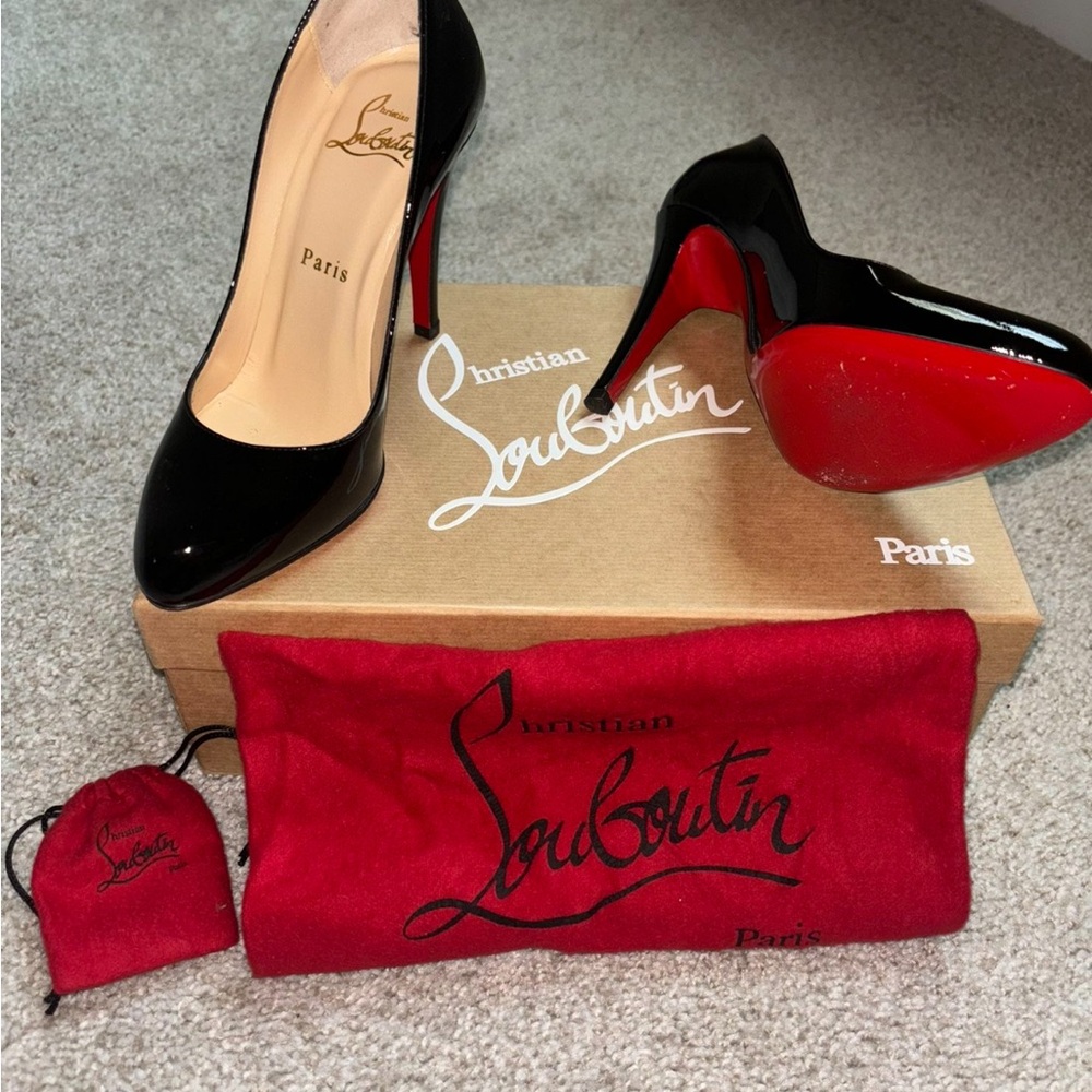 Christian Louboutin Black Patent Heels with Red Soles